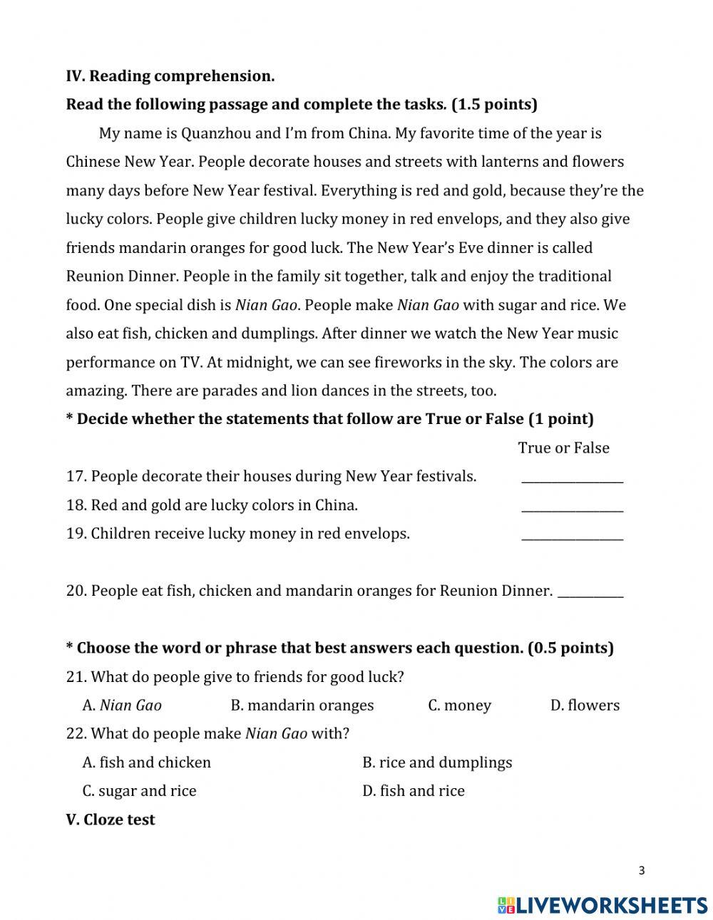 Lớp 6 đề thi cuối kỳ số 1