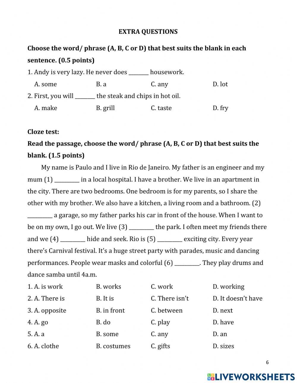 Lớp 6 đề thi cuối kỳ số 1