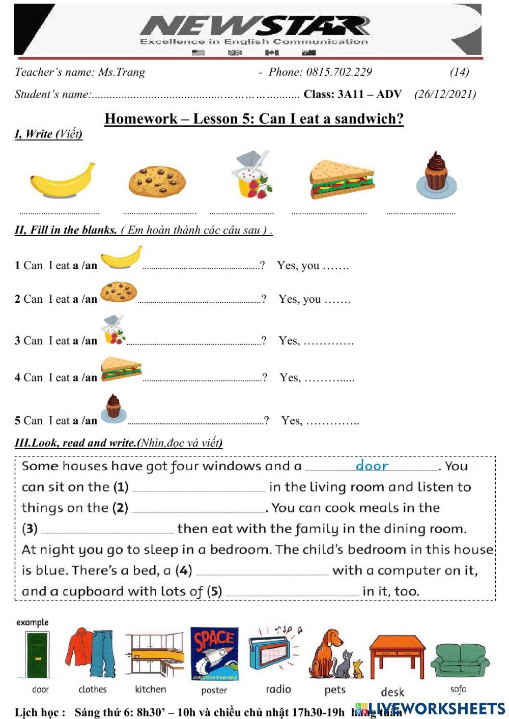 3A11-Lesson 5-Can I eat a sandwich?