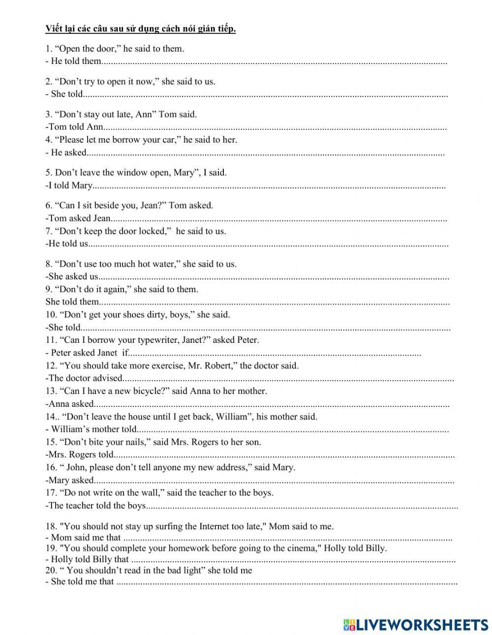 Indirect Speech Commands And Prohibitions