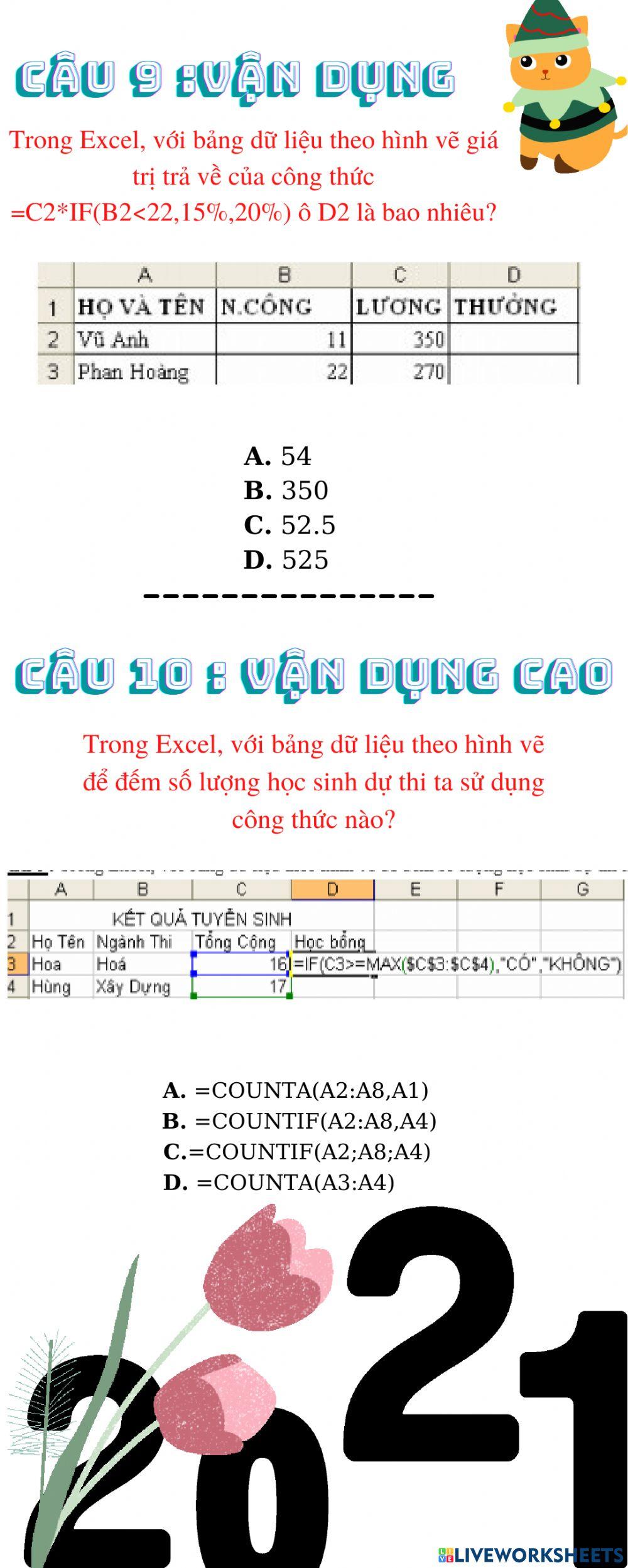 Nhóm 11 bài tập Excel