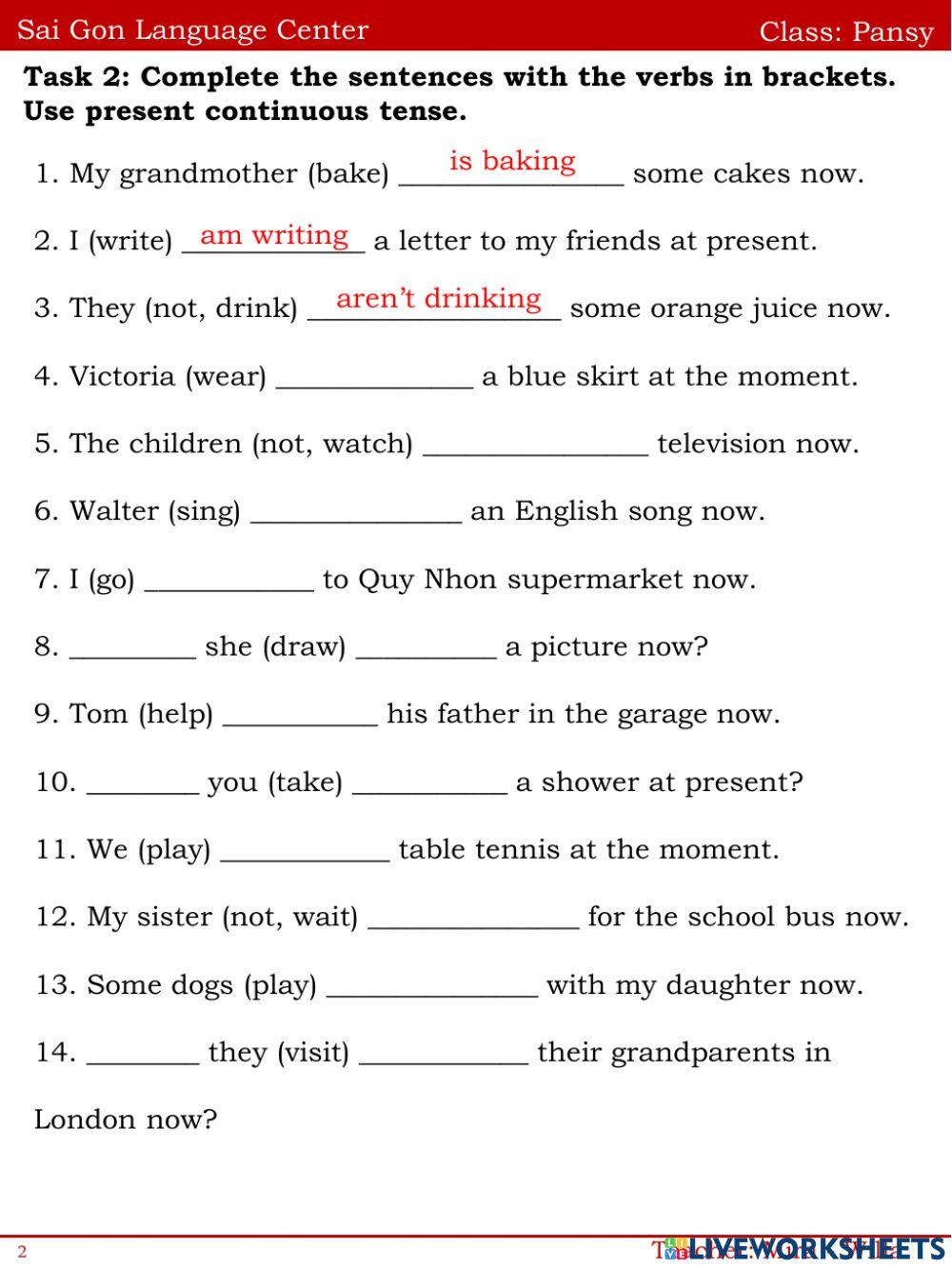 Present continuous tense