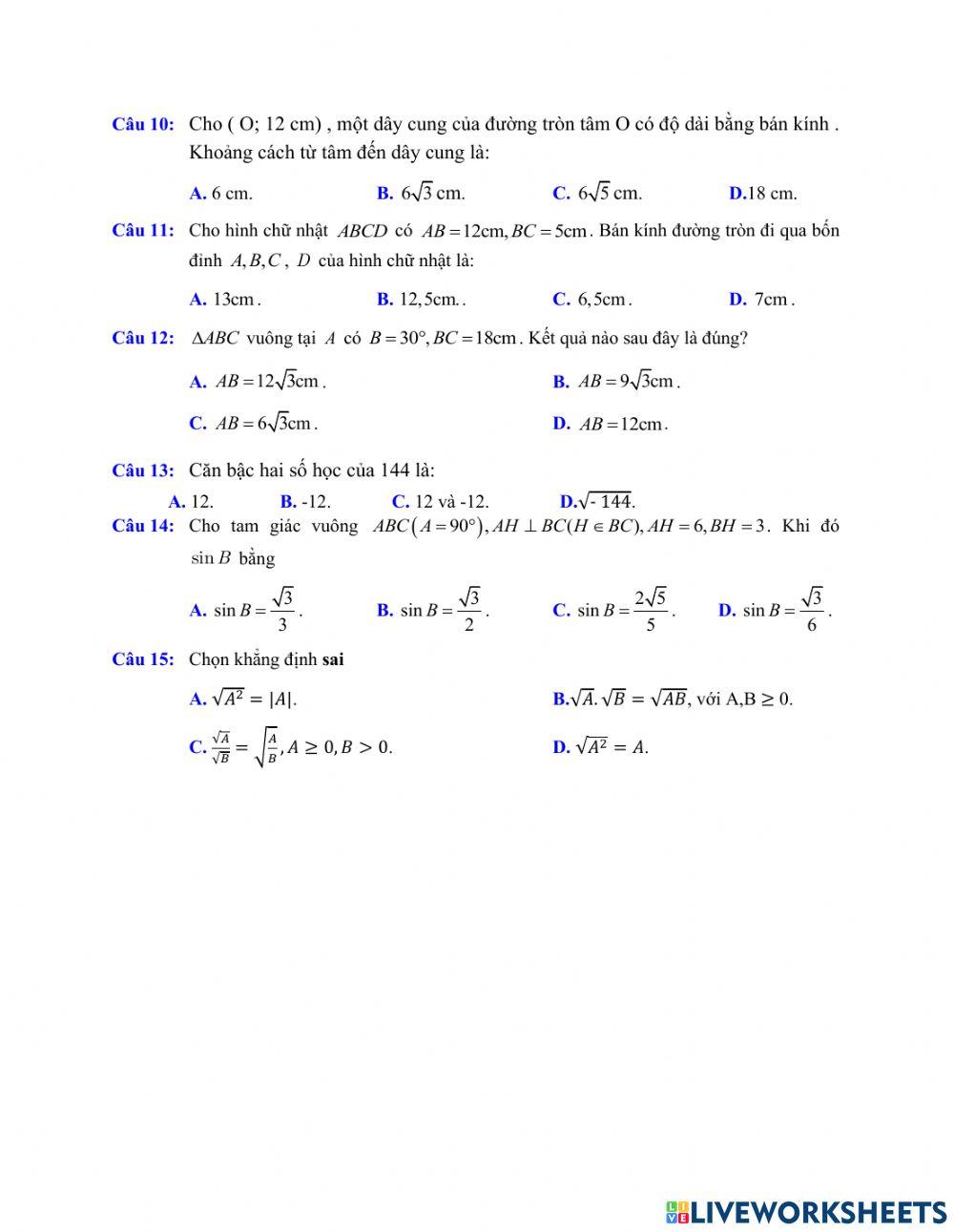 Ôn tập hki toán 9