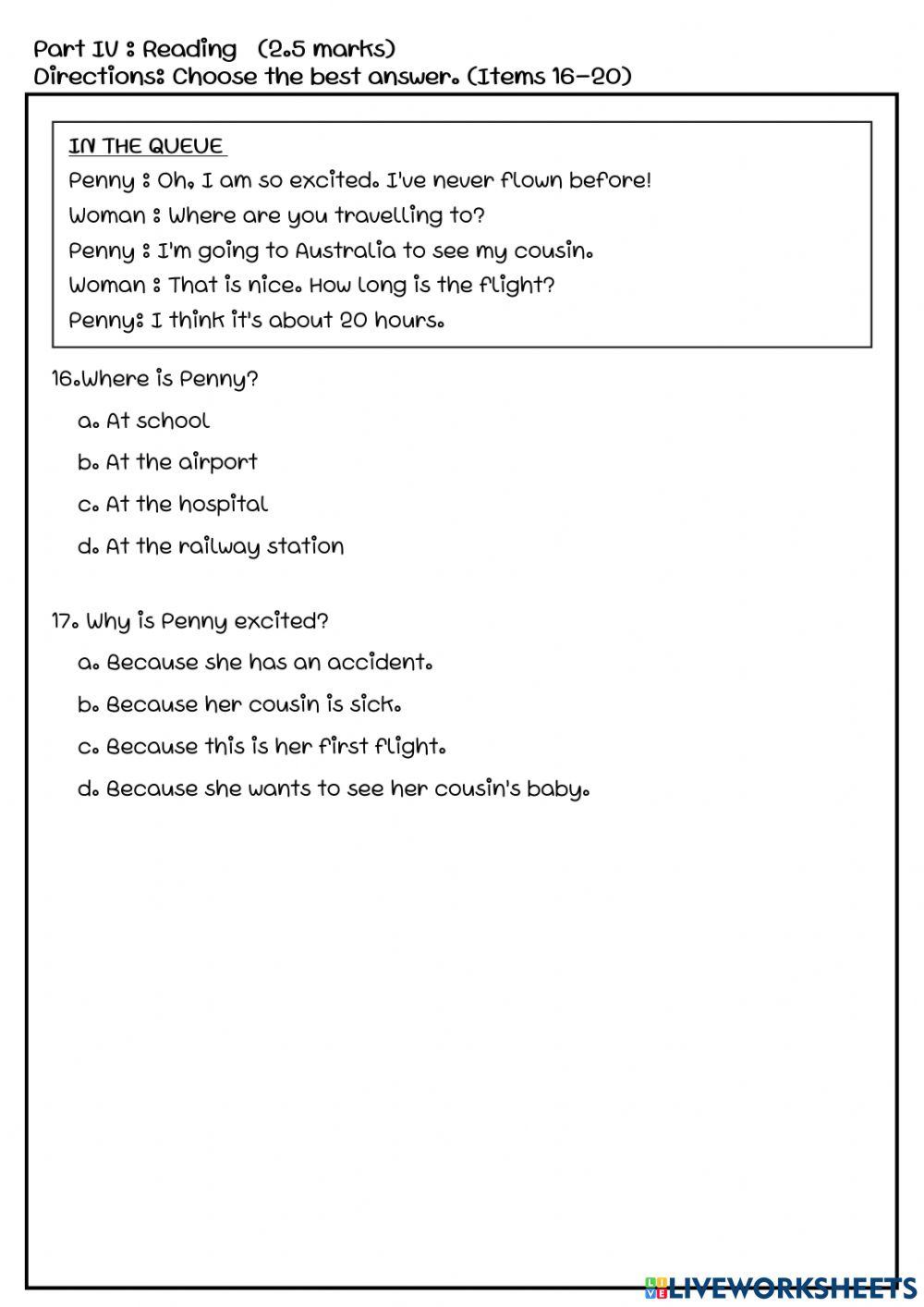 English for Fun Midterm Examination Part I