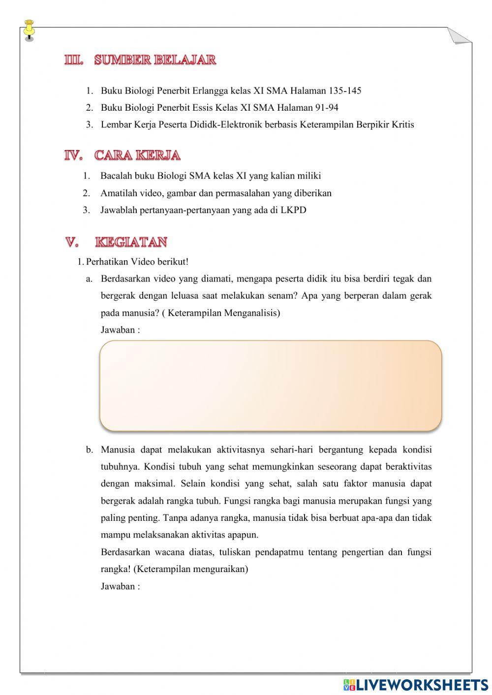 Lembar Kerja Sistem Gerak