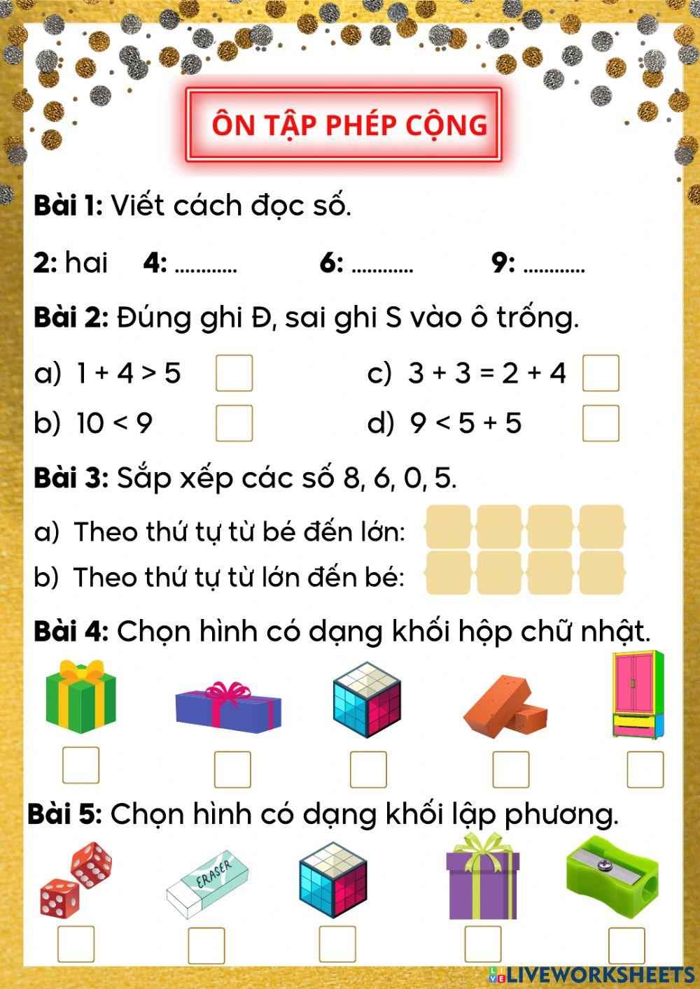 Ôn tập toán - phép cộng