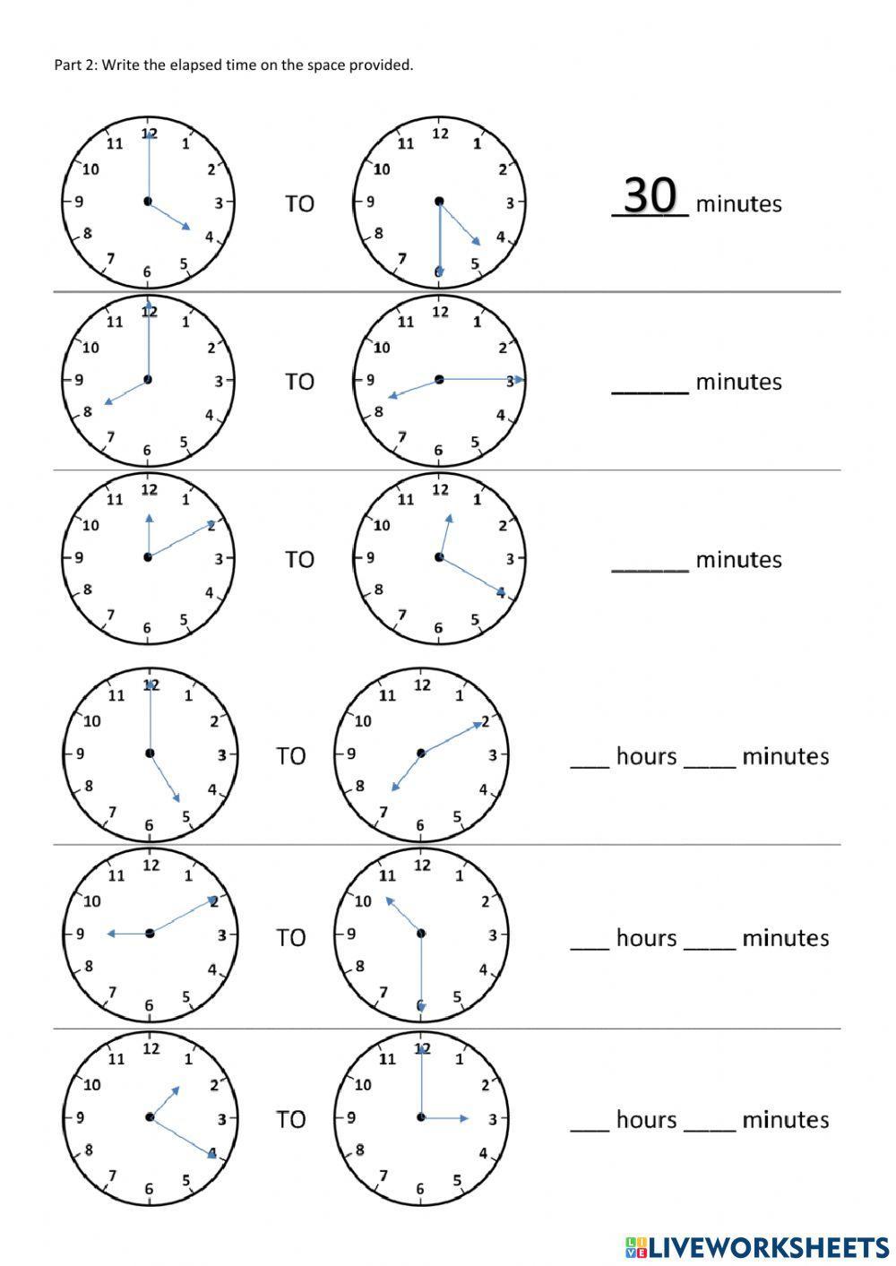 Telling time, elapsed time, and converting time