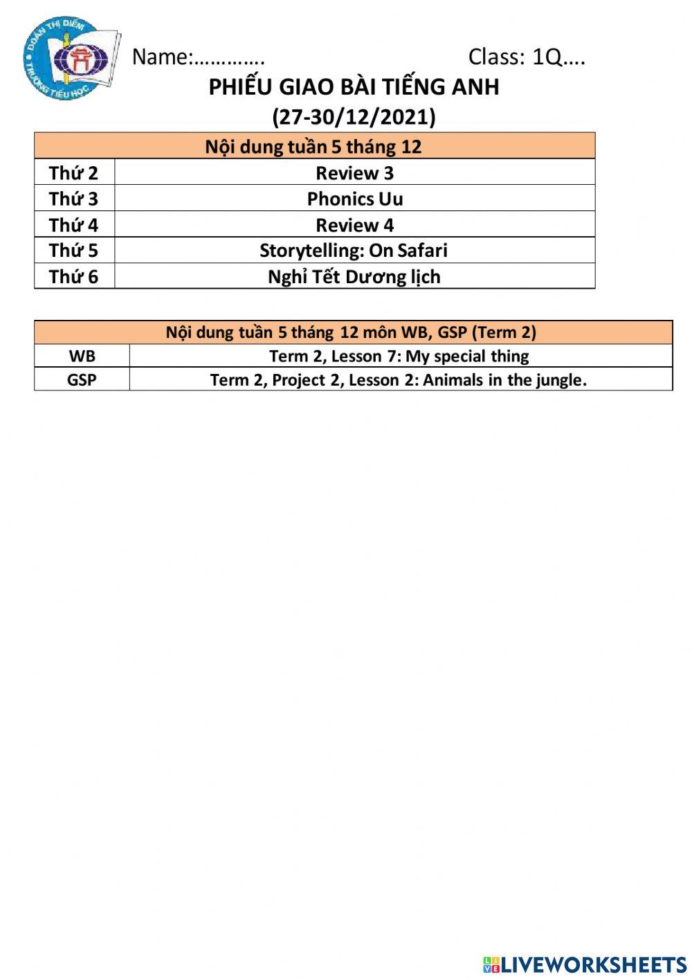 Week 5 December Grade 1 OIC