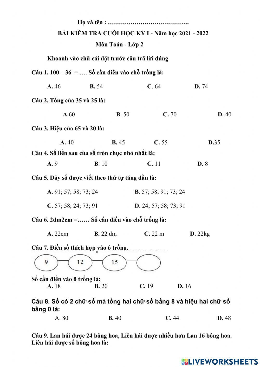 Toan  tv lop 2 - on thi hk1
