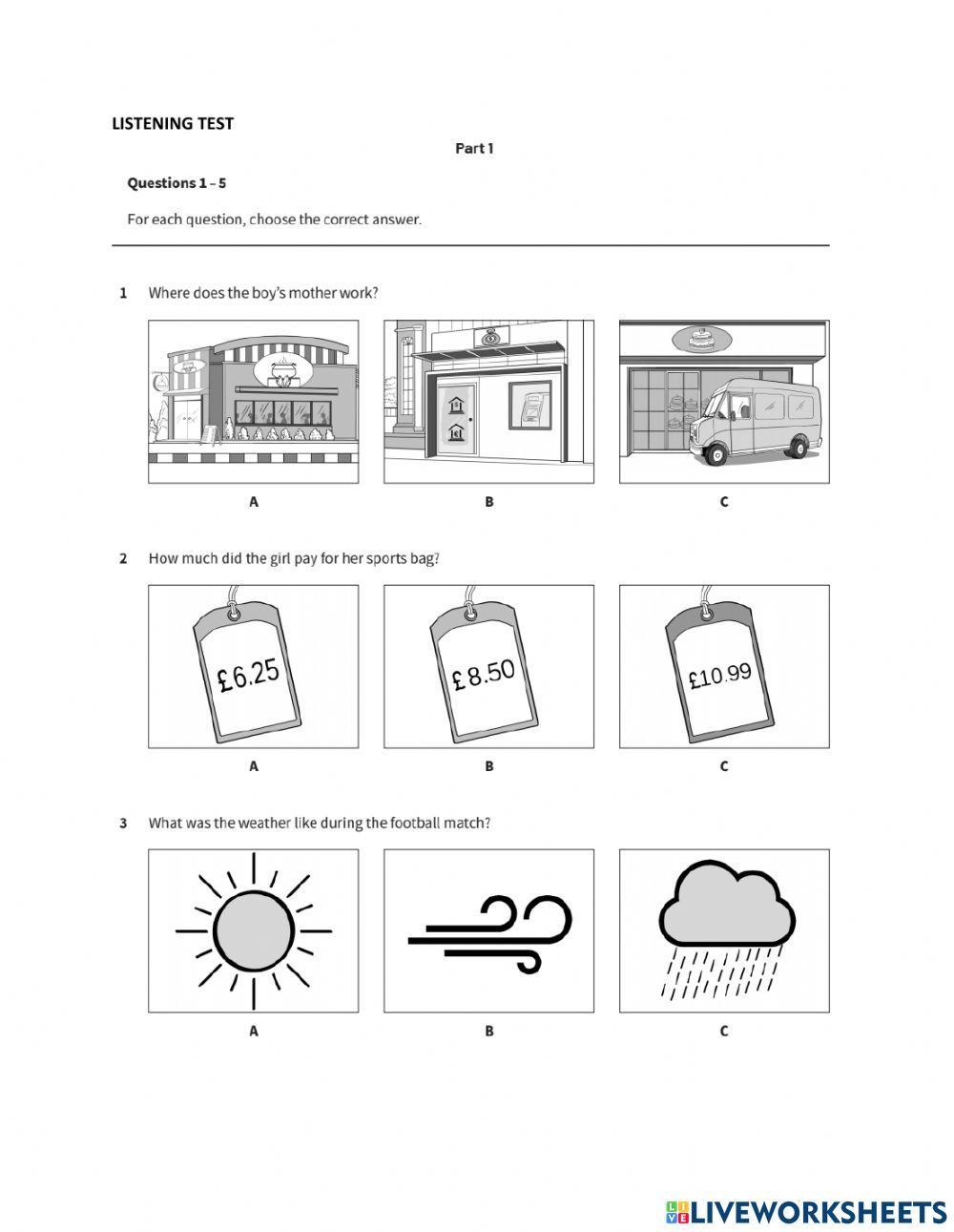 Pre 3 - listening sample test 1