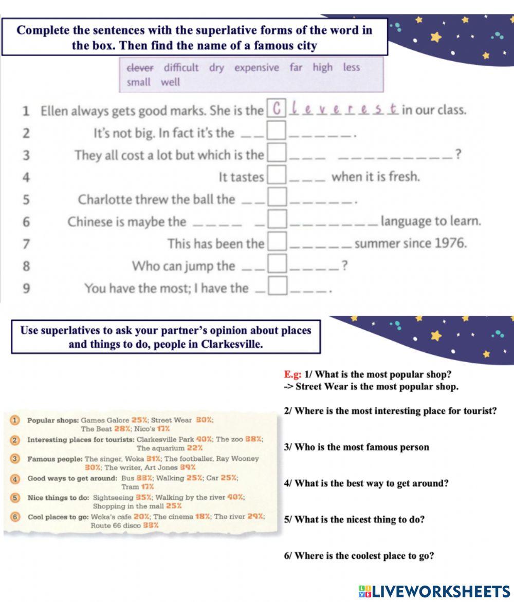 Pet- grammar - superlatives