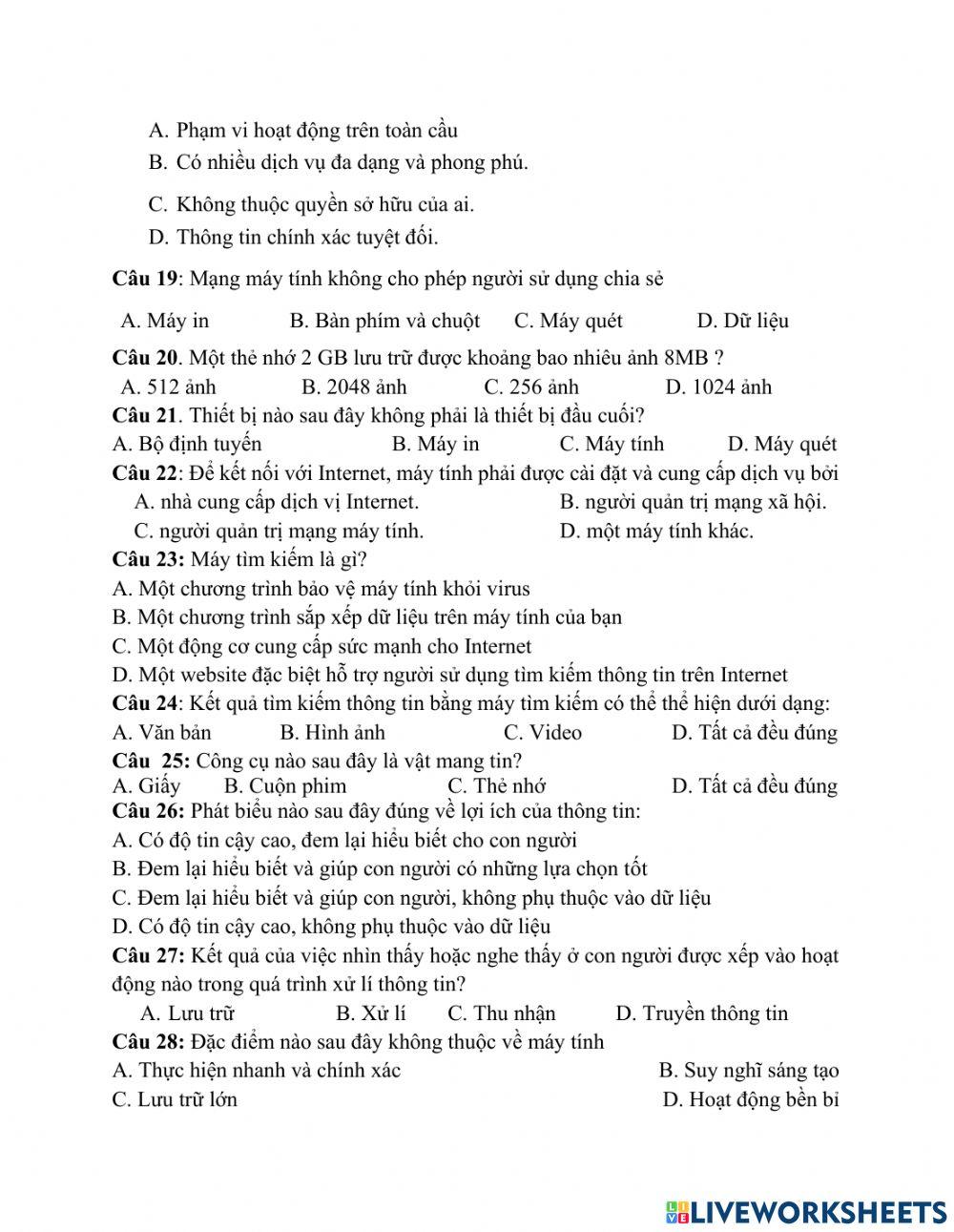 Ôn tập hki môn tin 6 năm 21-22