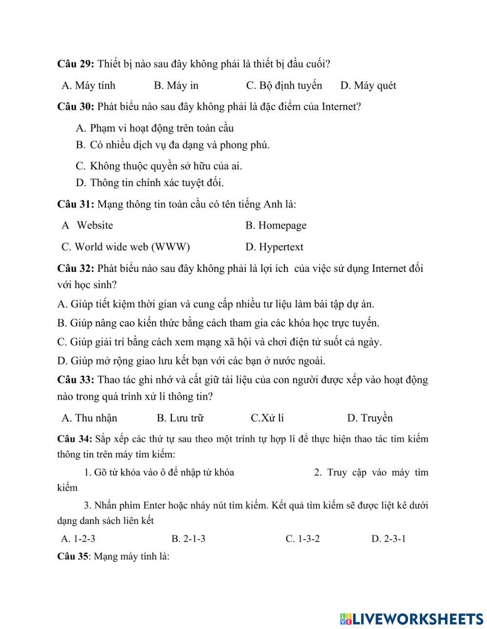 Ôn tập hki môn tin 6 năm 21-22