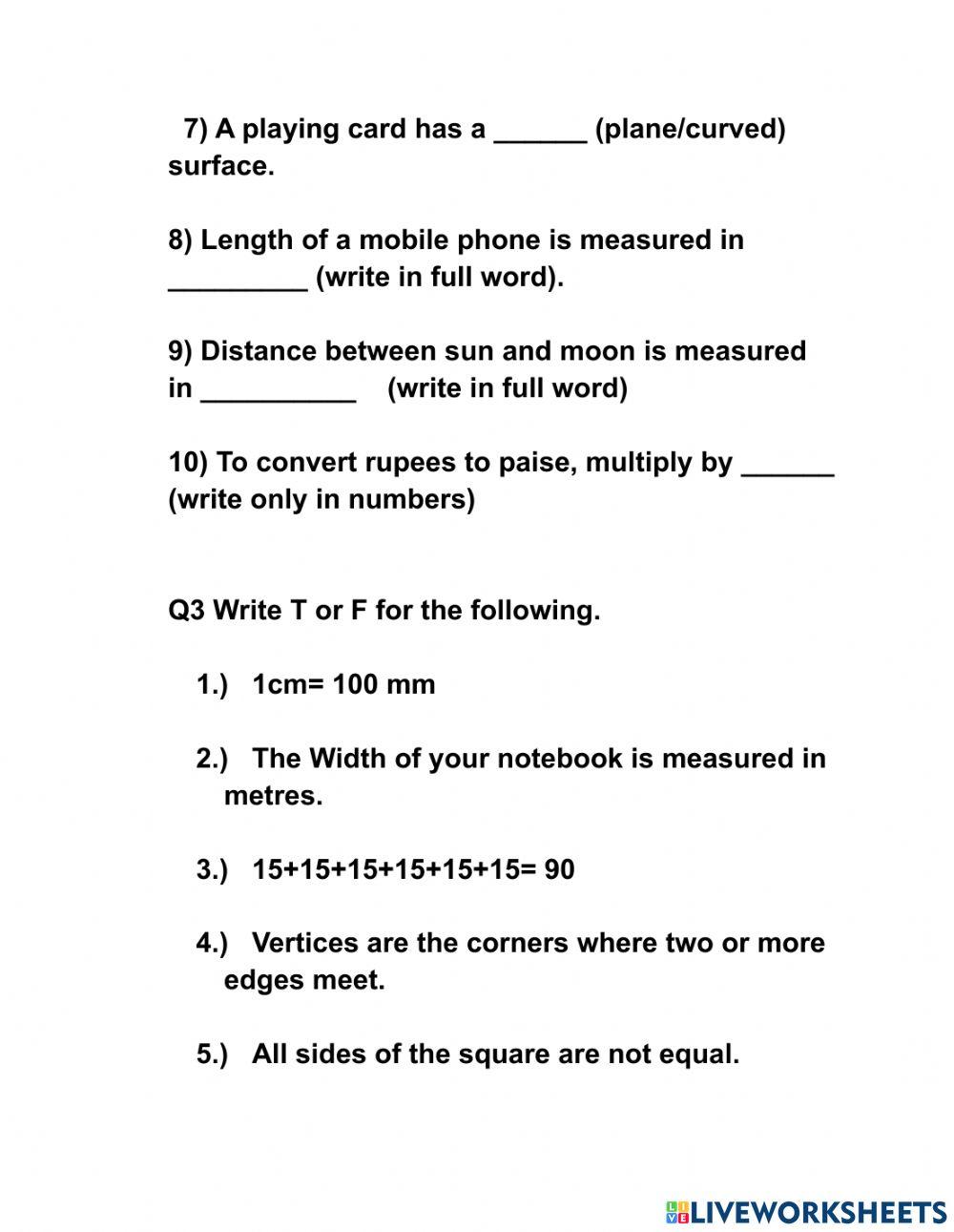 Maths liveworksheet 