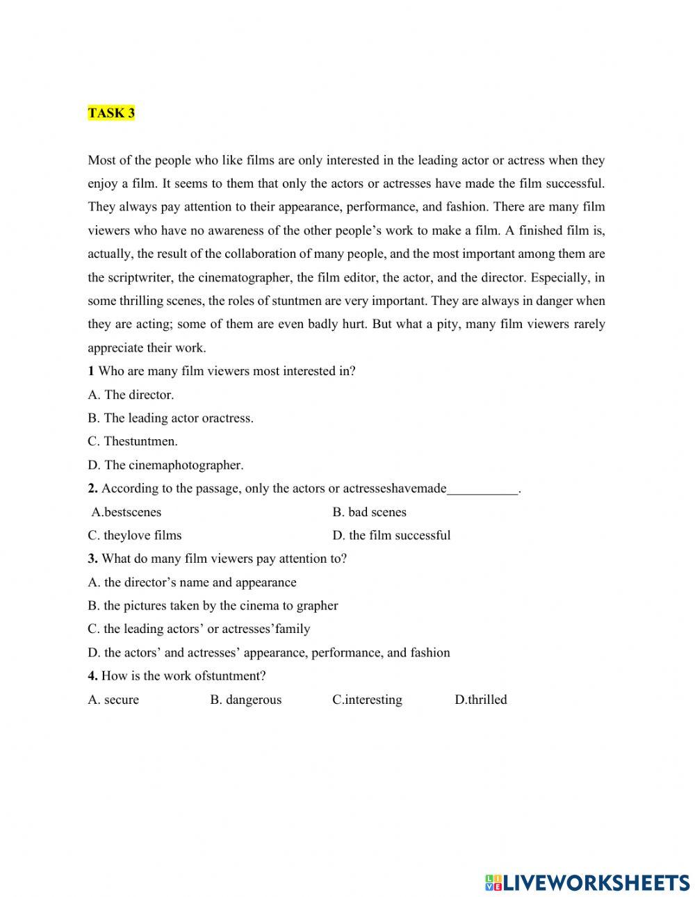 Reading comprehension