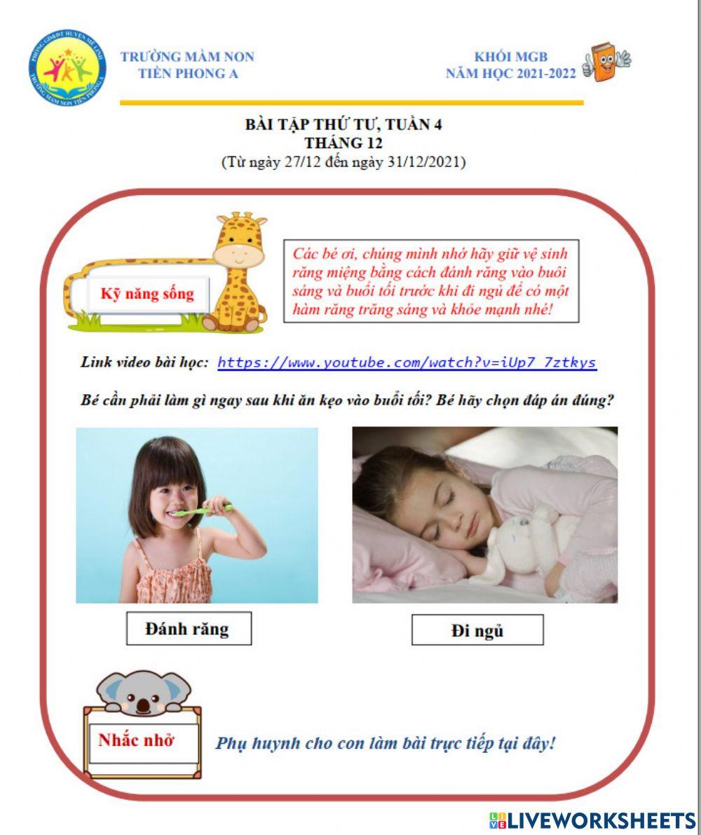 Bé cần phải làm gì sau khi ăn kẹo vào buổi tối nhỉ?