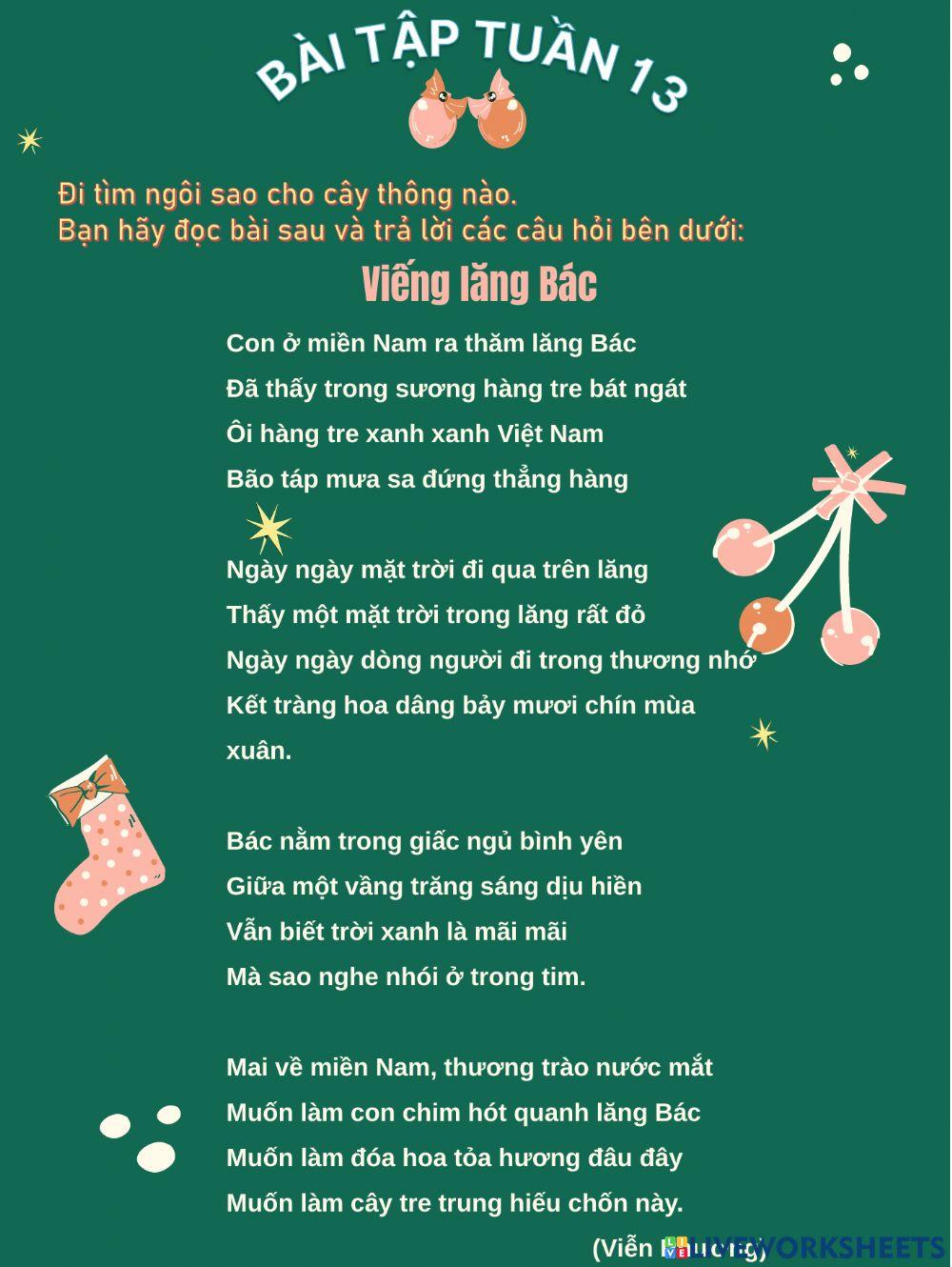 Phiếu bài tập cuối tuần (tuần 13)