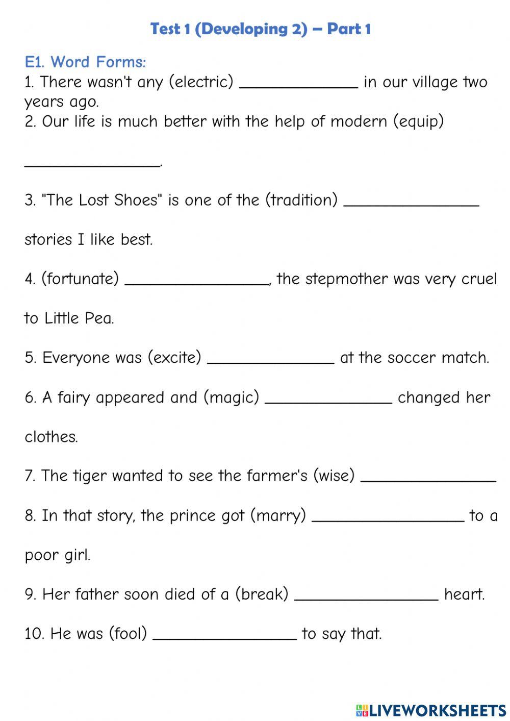 Test 1 (Developing 2) - Part 1