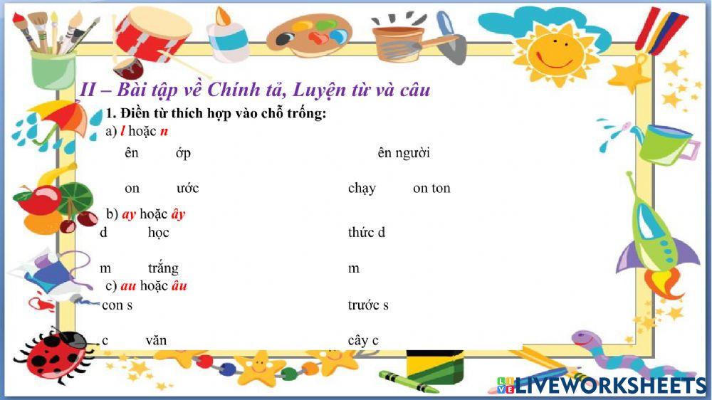 Phiếu bài tập cuối tuần (tuần 14)