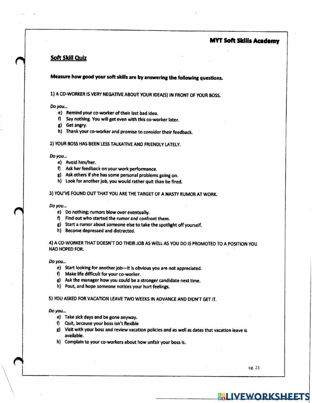 Soft Skills in the Workplace