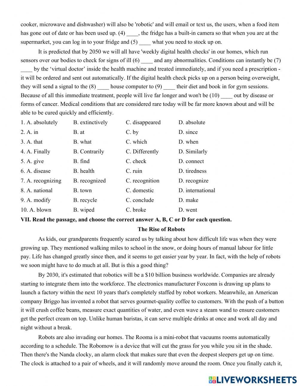 Unit 9. CITIES OF THE FUTURE -  TEST YOURSELF