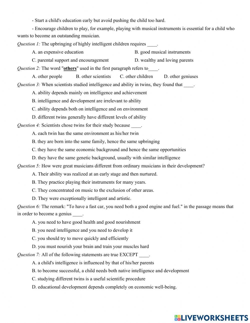 Unit 10. HEALTHY LIFESTYLE AND LONGEVITY  PART 3: READING