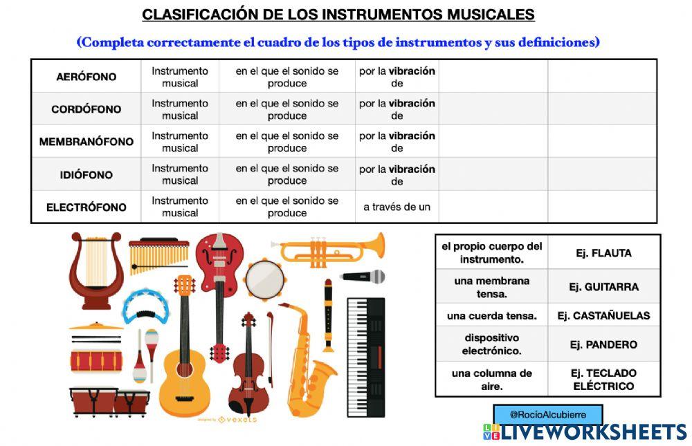 Clasificación y definición instrumentos musicales
