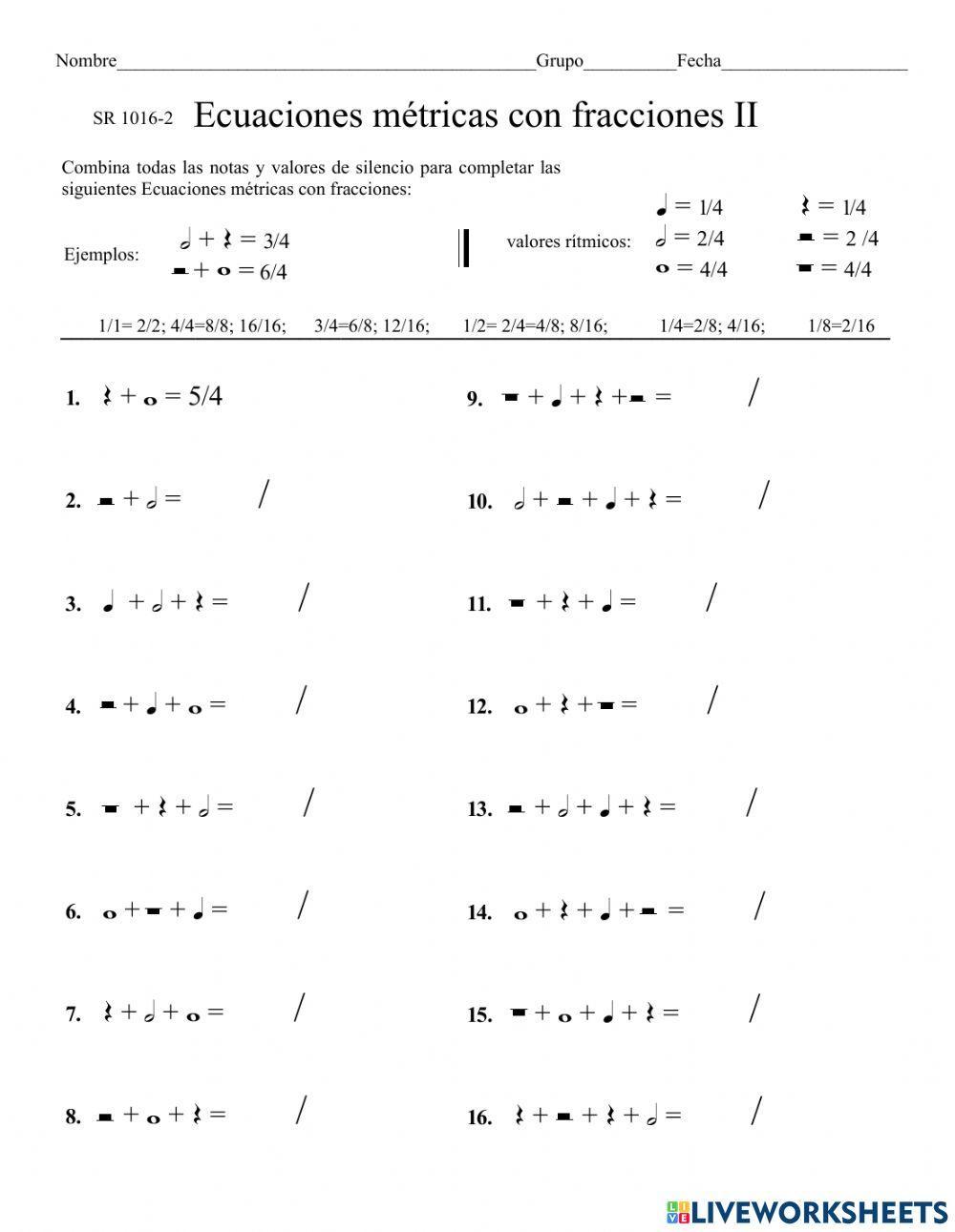 Ecuaciones ritmicas con fracciones I y II