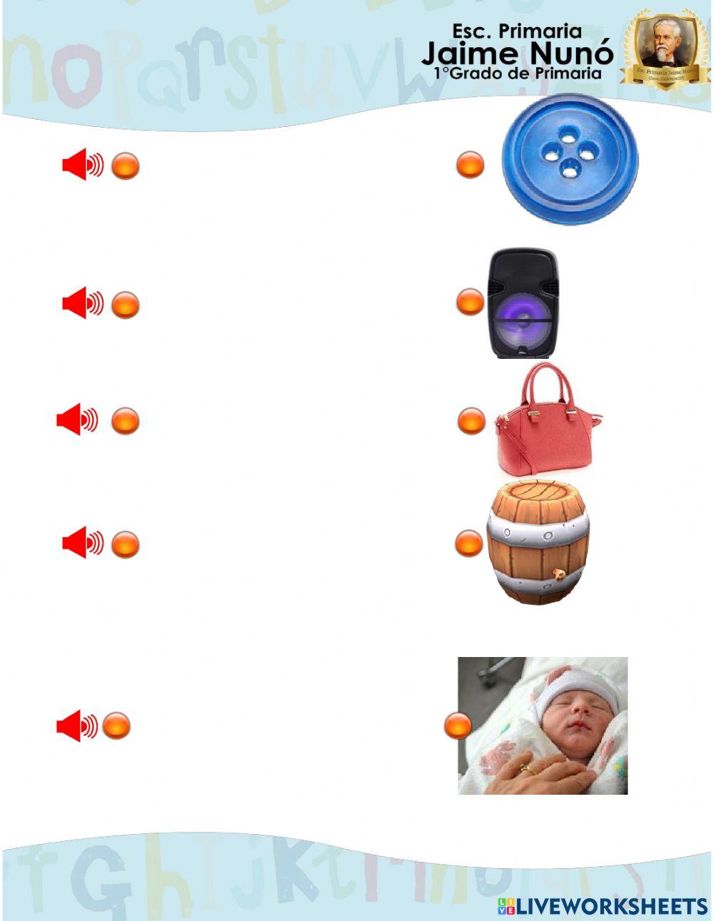 Une el audio con la imagen que corresponde Letra Bb