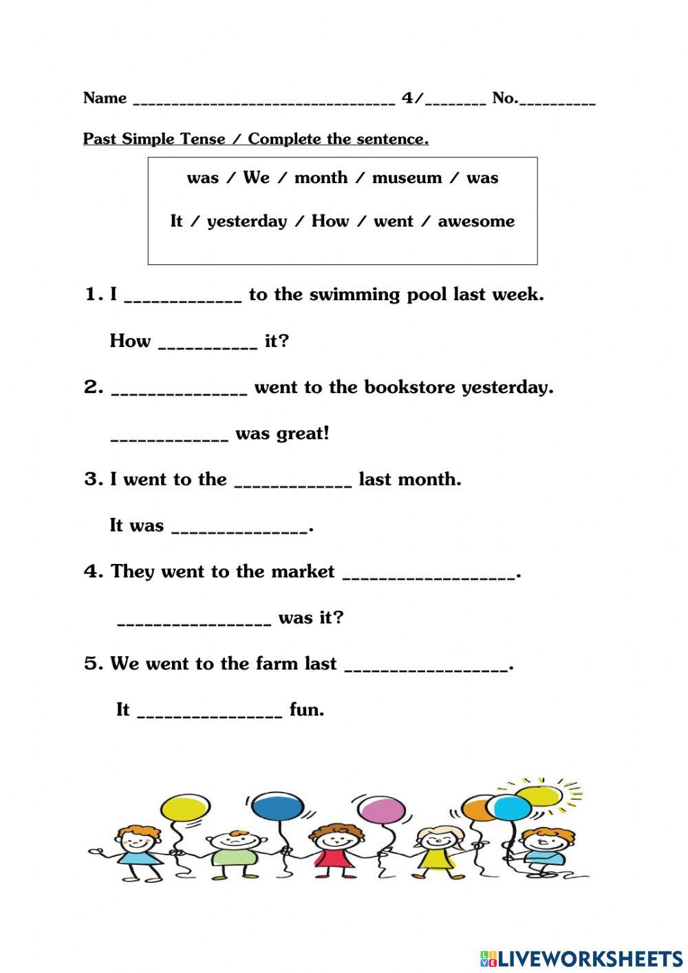 ใบงาน Past Simple Tense