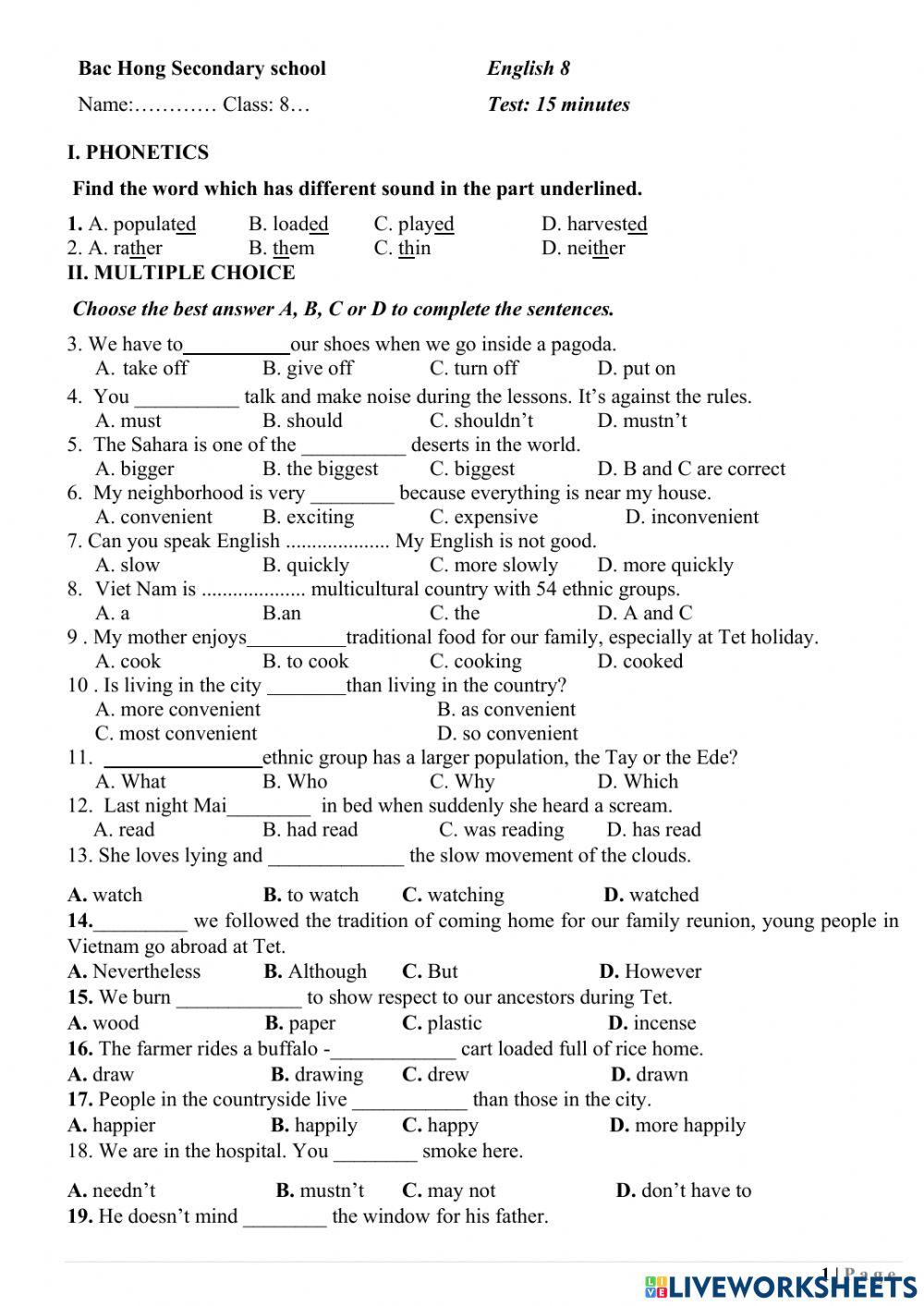 4044487 E8 Test15 N4 Bã I Lá Quyãªn Liveworksheets 4044487 E8 Test15 N4 Bã I Lá Quyãªn Liveworksheets