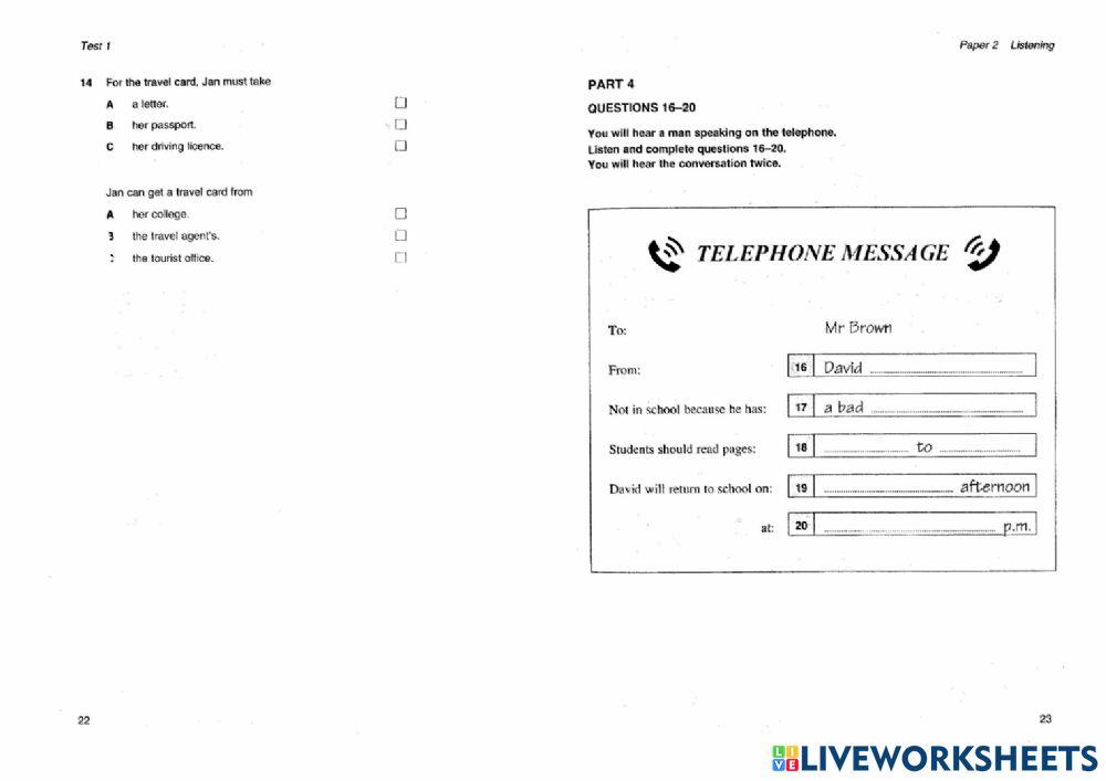 Hhes - listening - test 1
