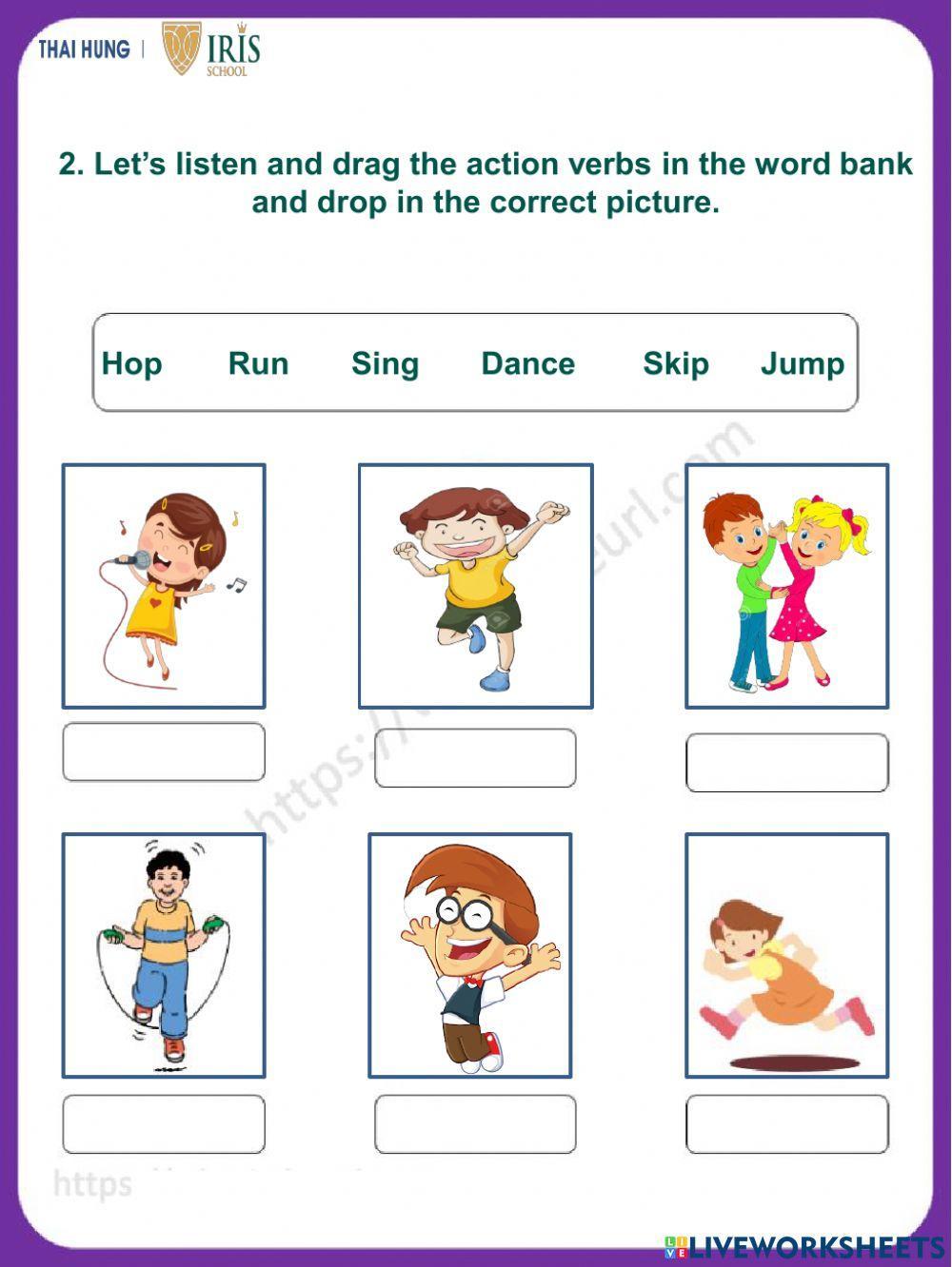 English-Worksheet about Action Verbs