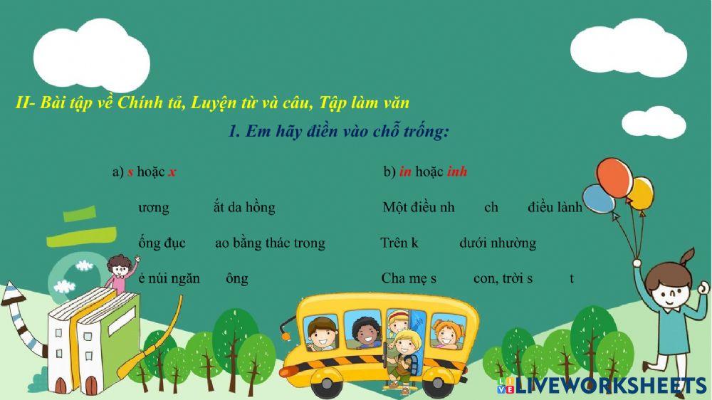 Phiếu bài tập cuối tuần (tuần 29)