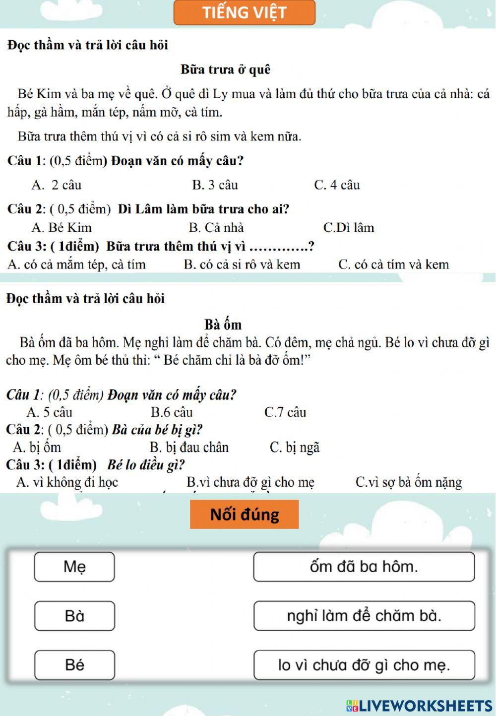 Ôn tập cuối học kì 1 - đề 1 - 1D