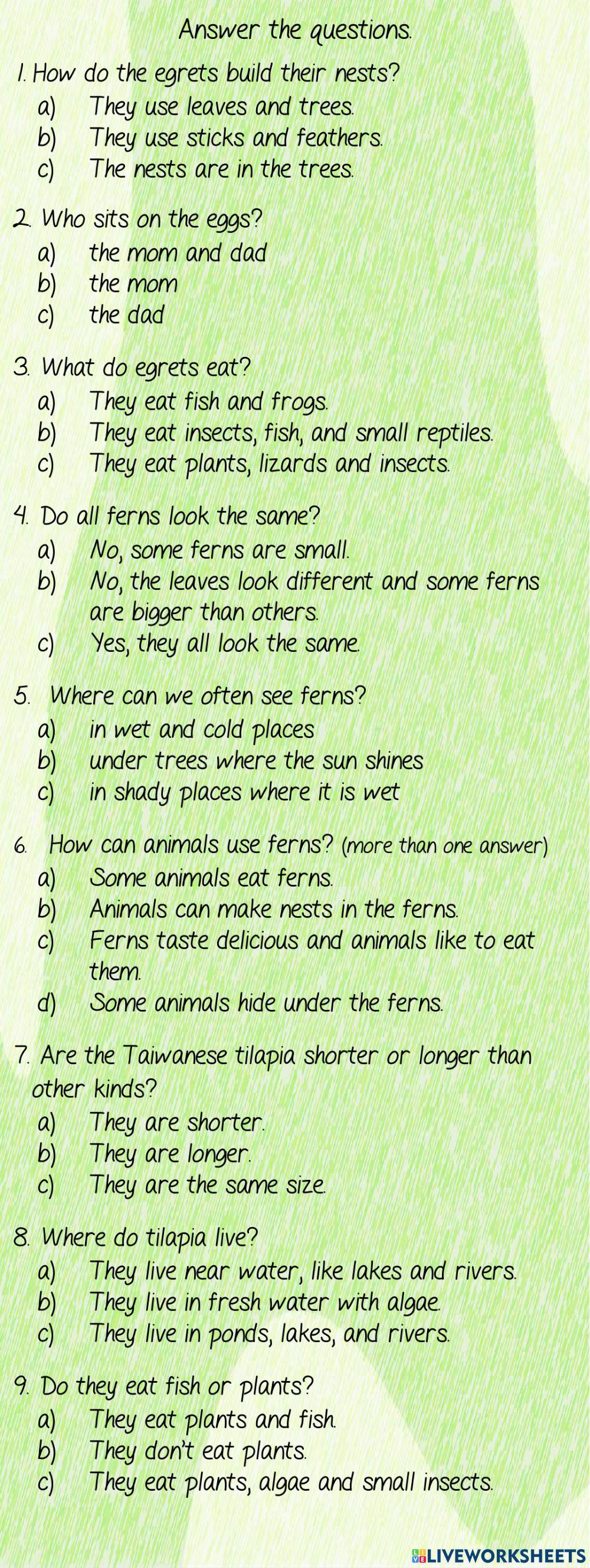 Gr. 5 Dahu EV - Ecology: Worksheet 1 - Group A