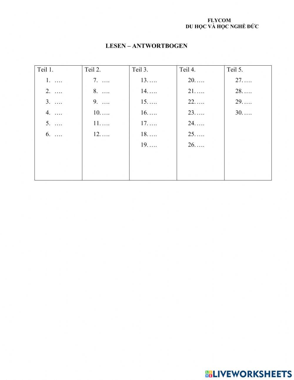 B1- Lesen Test 5- 15 Zertifikat