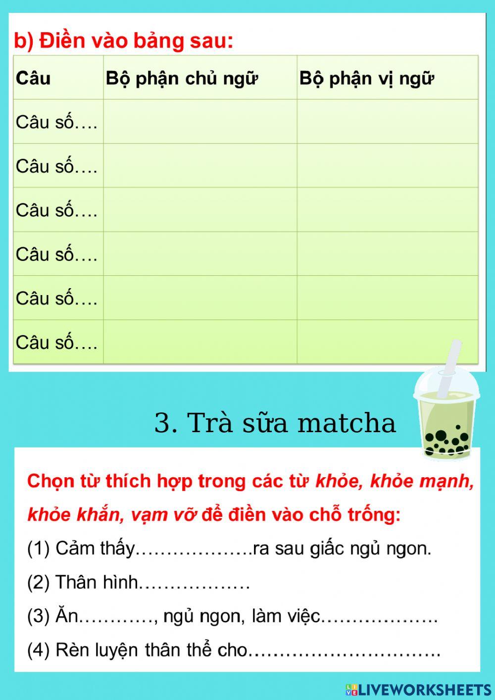 Bài tập tiếng việt tuần 20