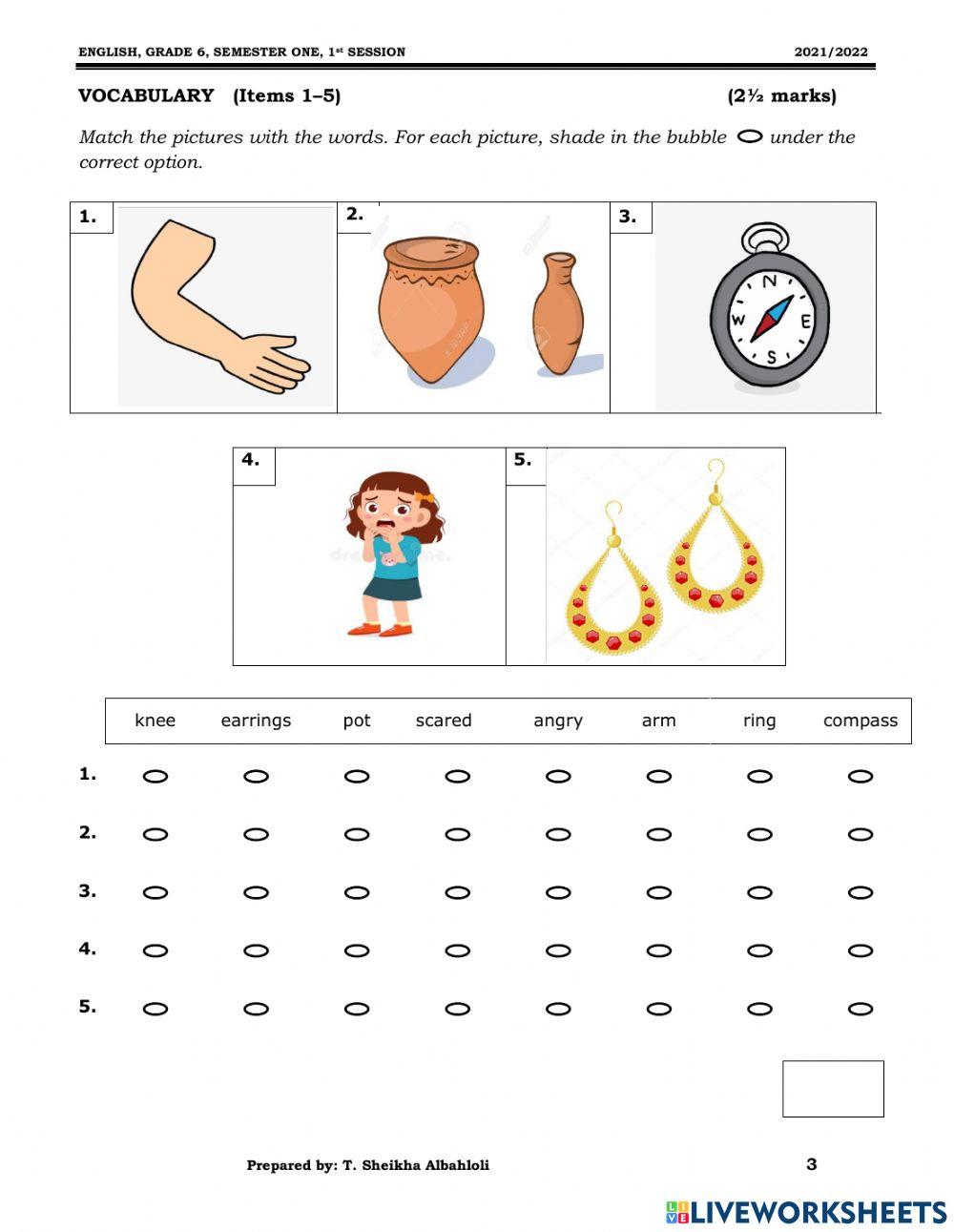 Grade 6 final Exam 2021