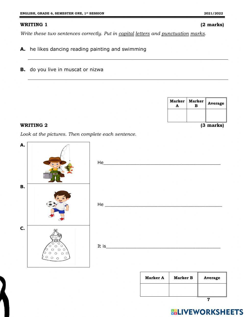 Grade 6 final Exam 2021