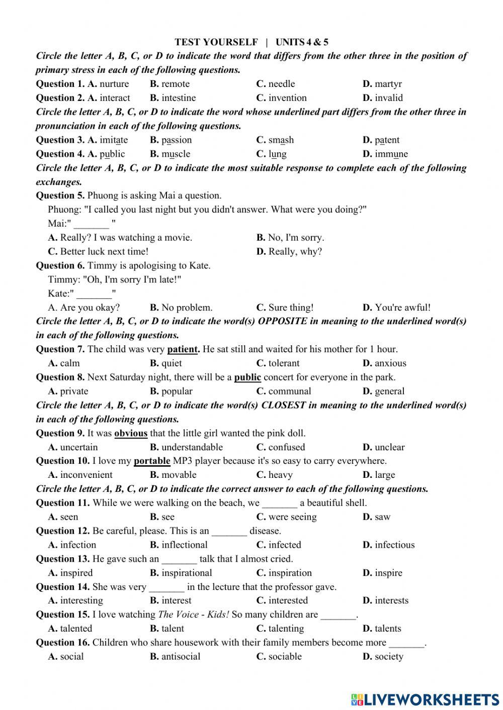 G10- TEST YOURSELF 4-5