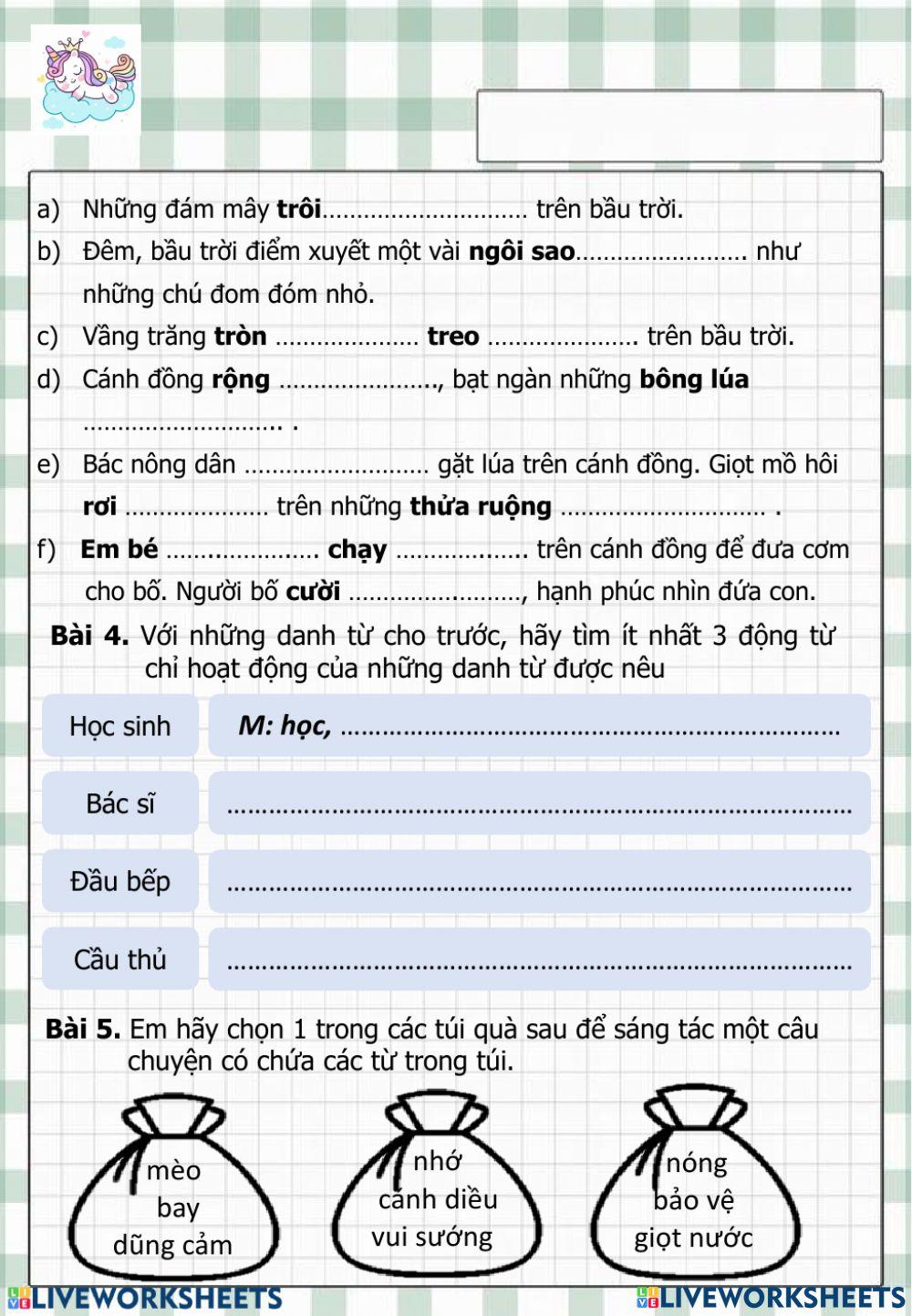 Ôn tập về Danh từ, động từ, tính từ