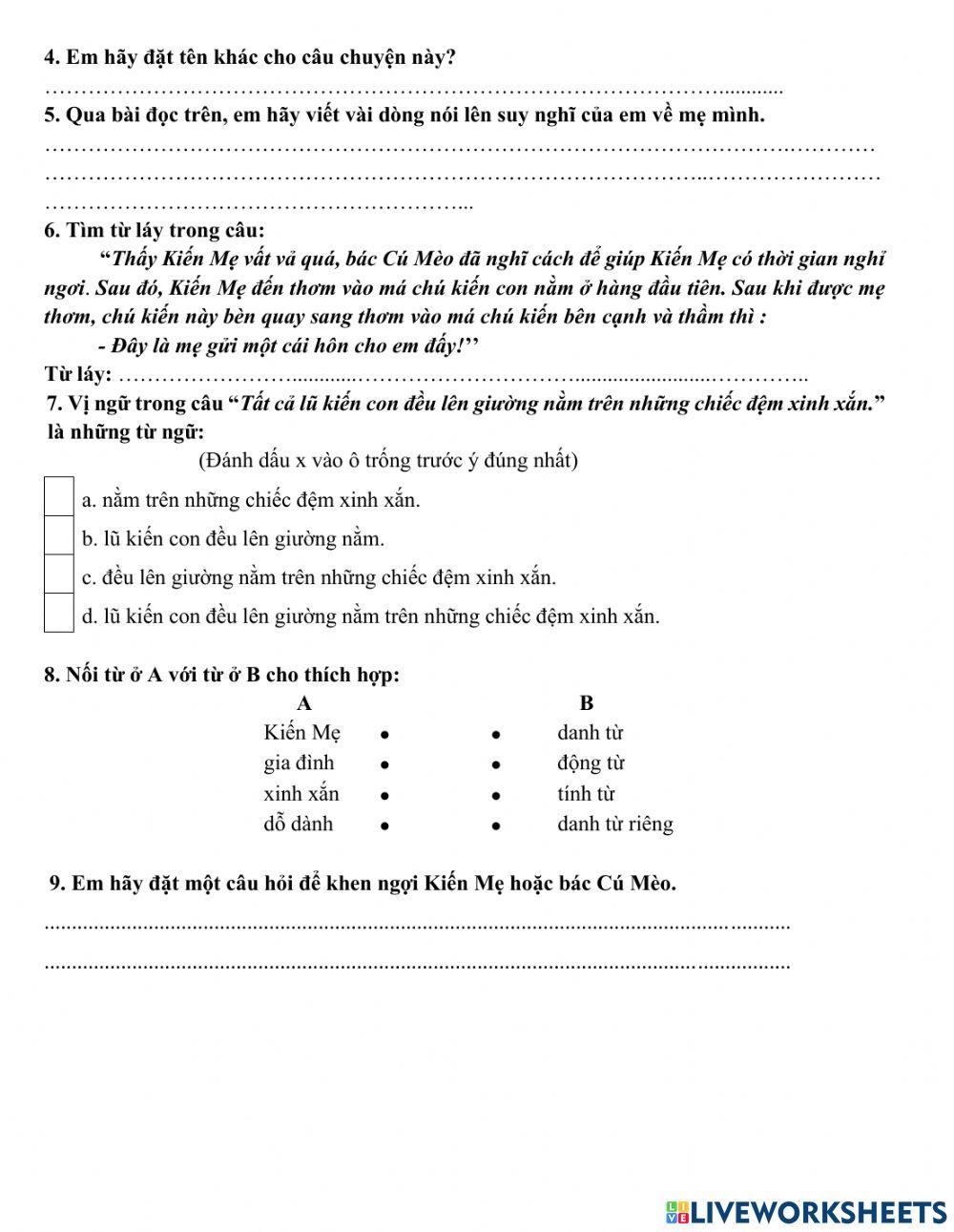 Đề Thi Tiếng Việt lớp 4 cuối kì 1