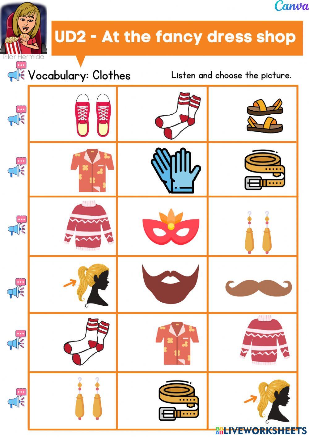 3EP UD2 Story vocabulay At the fancy dress shop