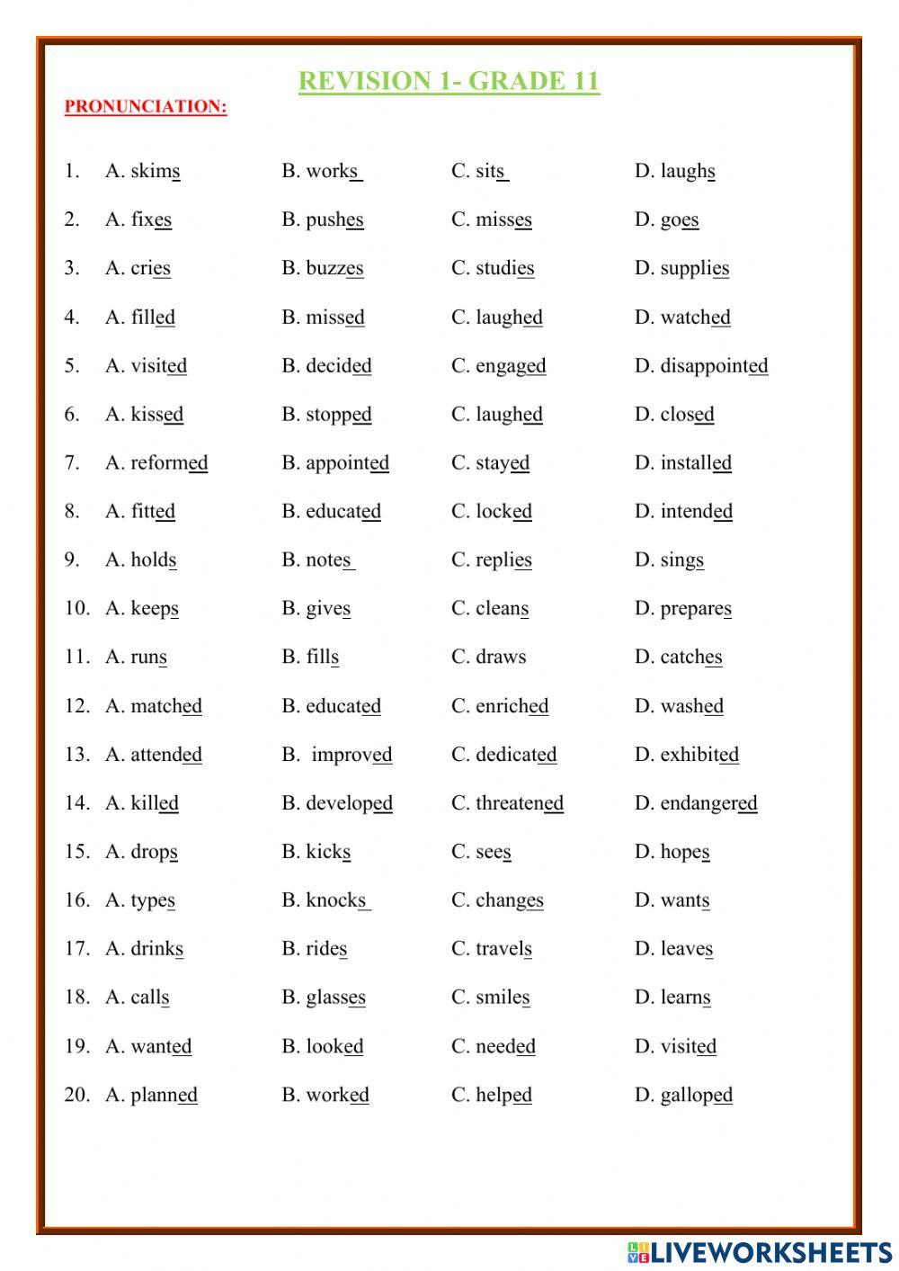 Revision 1  - grade 11