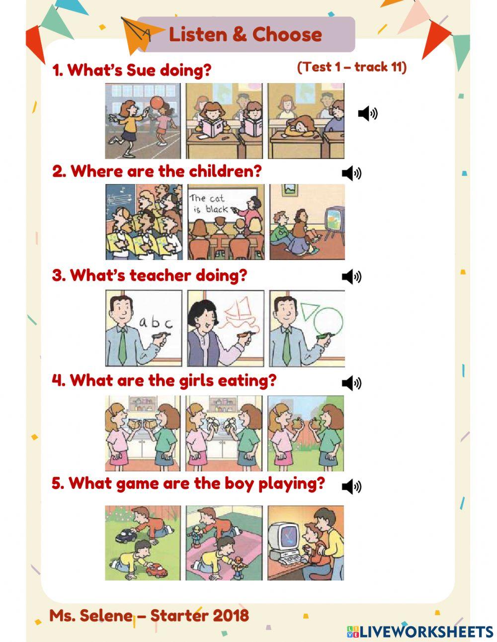 Listening - Starters 2018 - Test 1.3 - Part 3