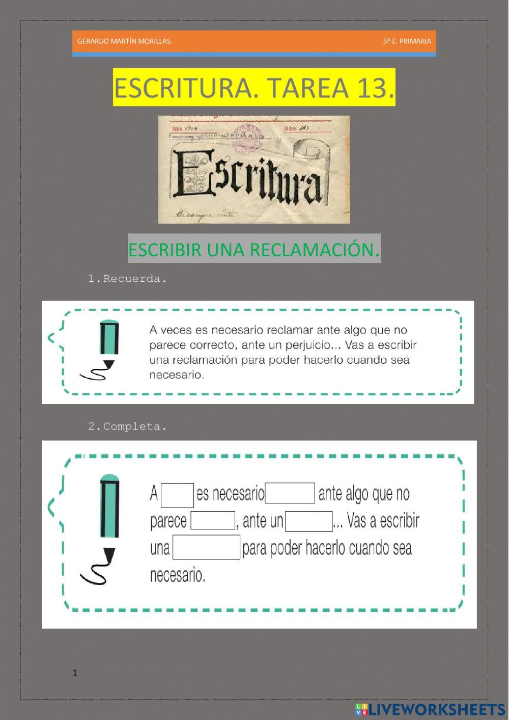 Escritura. Tarea 13.