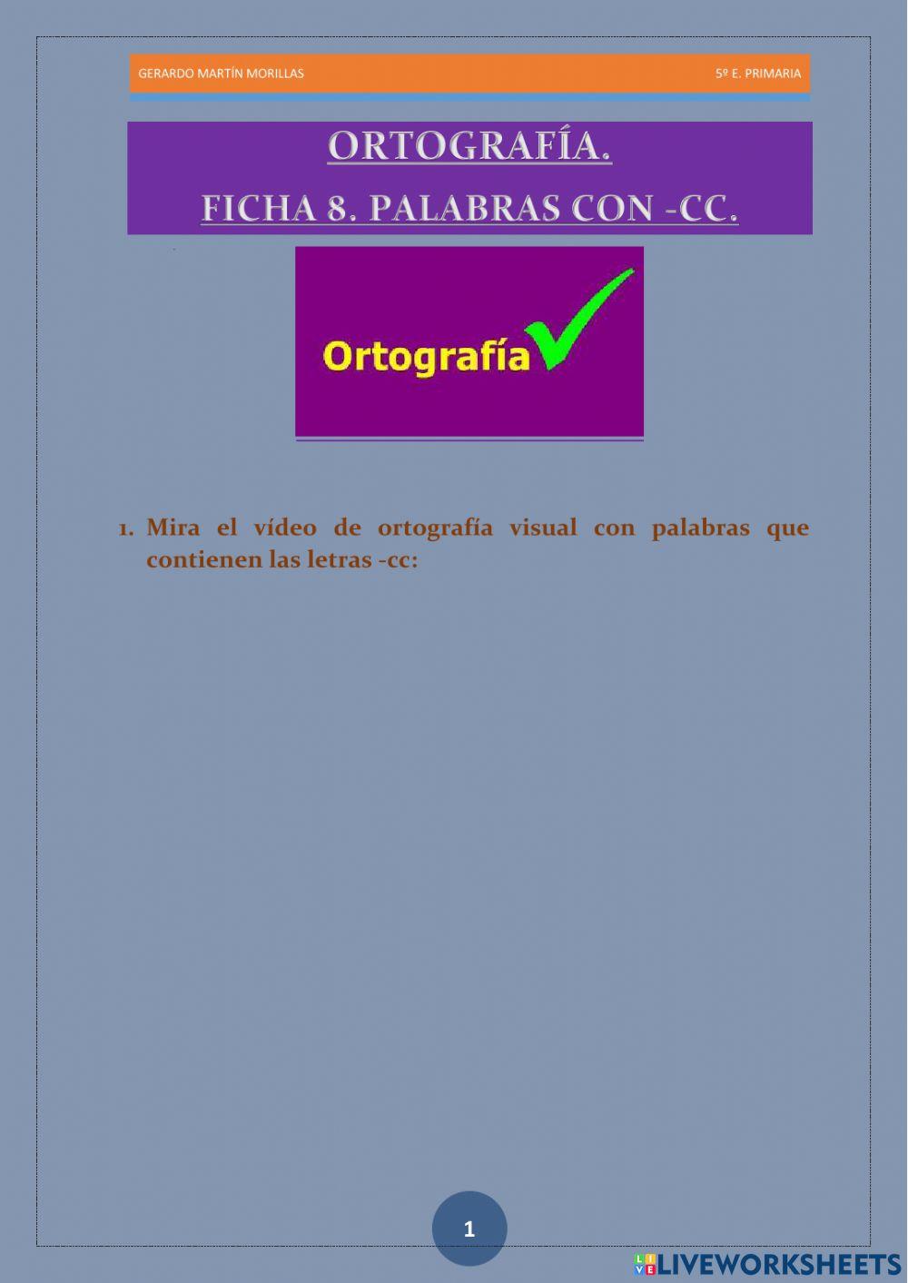 Taller de ortografía. Ficha 8.