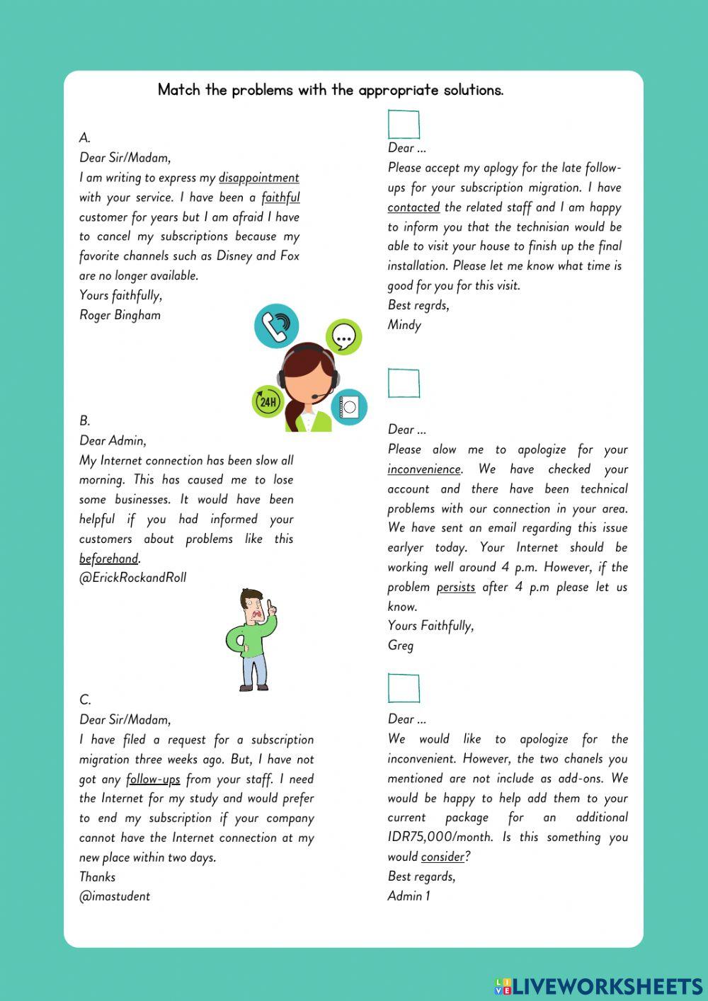 Letter of complaints