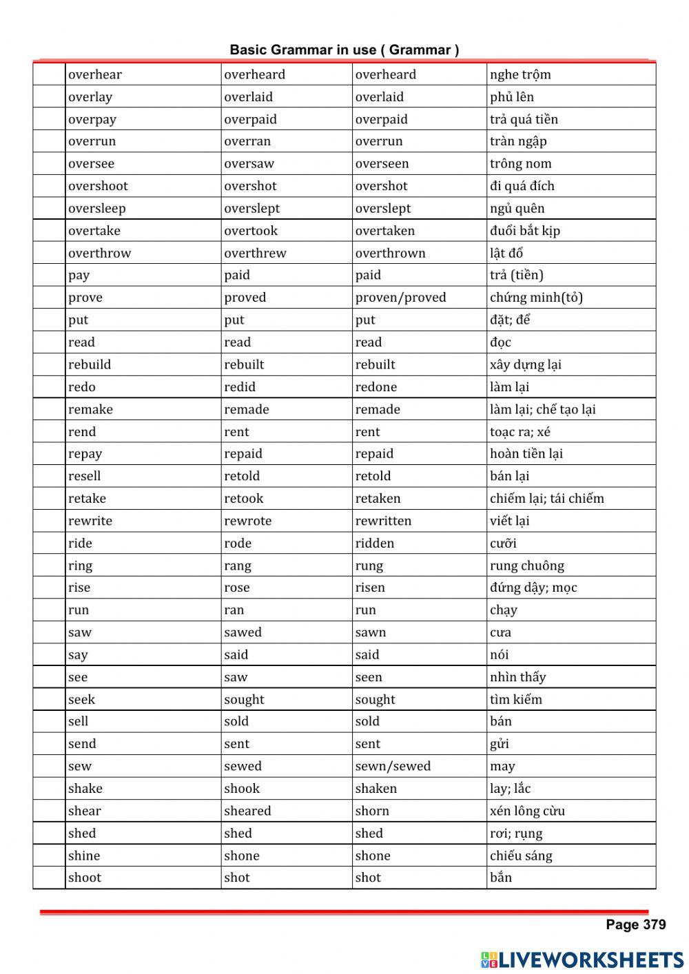 IRREGULAR VERBS
